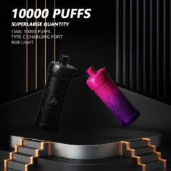 Alternative view of 10000 puffs vape pod device skull patter have LED light
