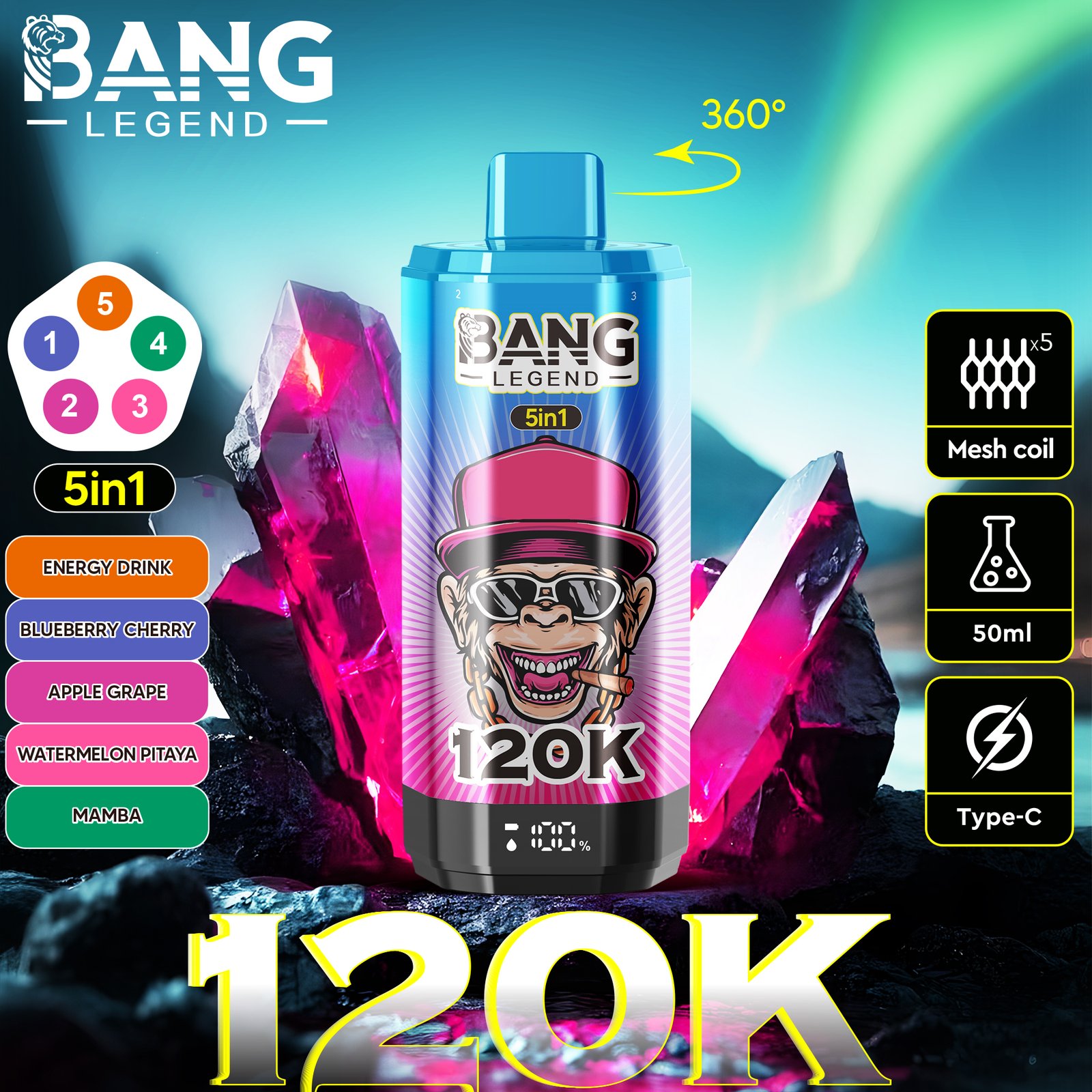 Alternative view of BANG 5IN1 120000 PUFFS VAPE