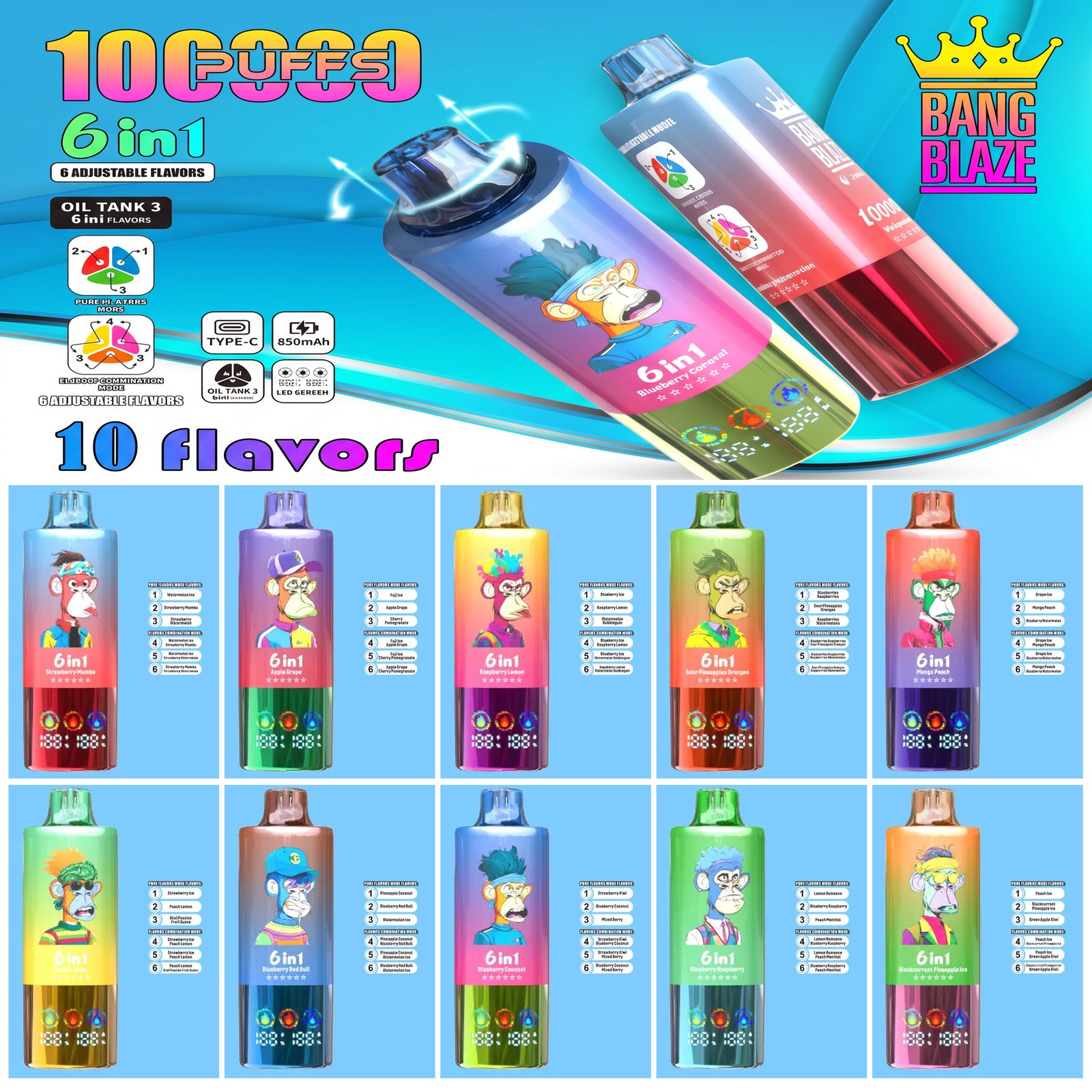 BANG BLAZE 6-IN-1 100000 PUFFS VAPE