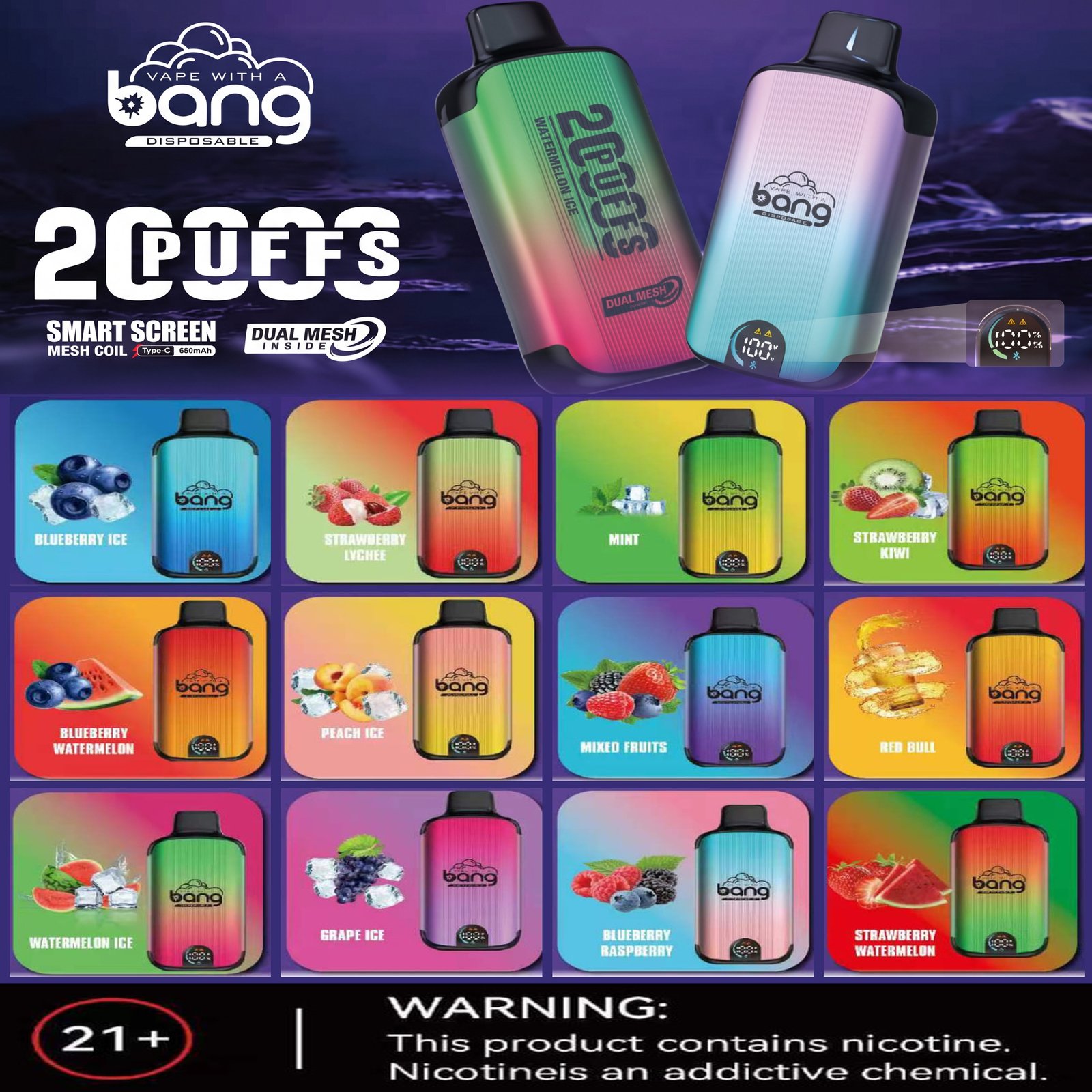 BANG B20 DUAL COIL 20000 PUFFS VAPE
