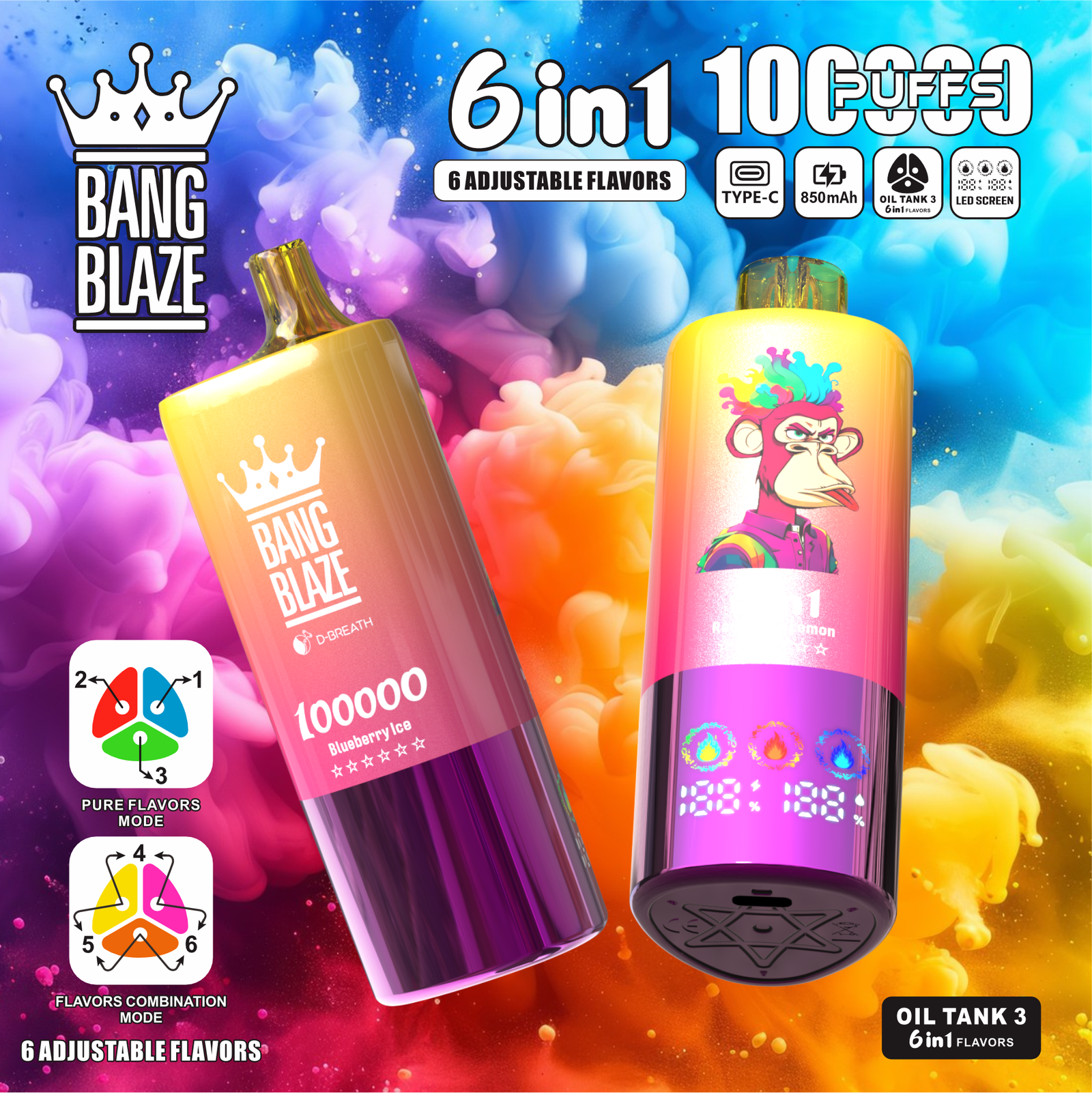 BANG BLAZE 6-IN-1 100000 PUFFS VAPE - Image 4