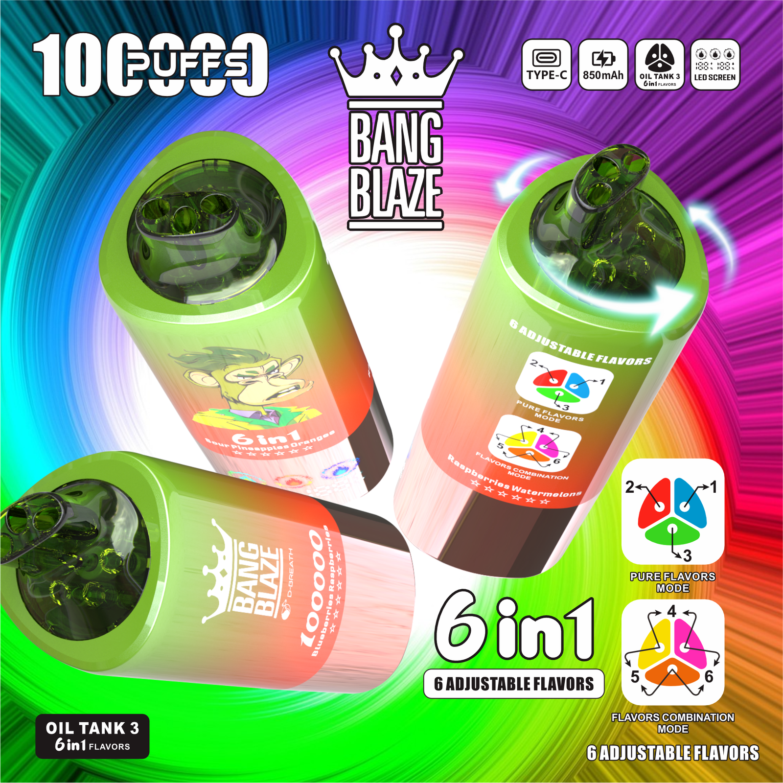 BANG BLAZE 6-IN-1 100000 PUFFS VAPE - Image 5