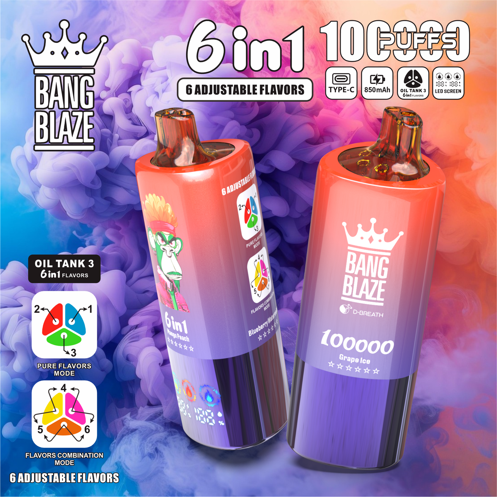 BANG BLAZE 6-IN-1 100000 PUFFS VAPE - Image 6